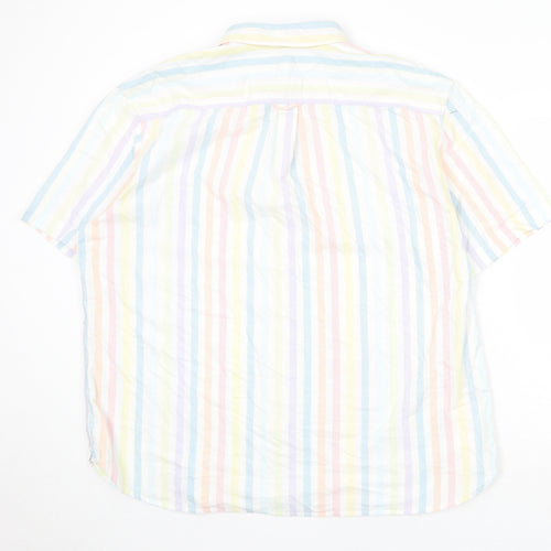 Marks and Spencer Mens Multicoloured Striped Cotton Button-Up Size XL Collared Button