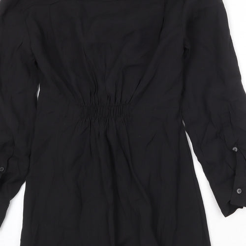 Zara Womens Black Polyester Shift Size M Collared Zip - Front Detail