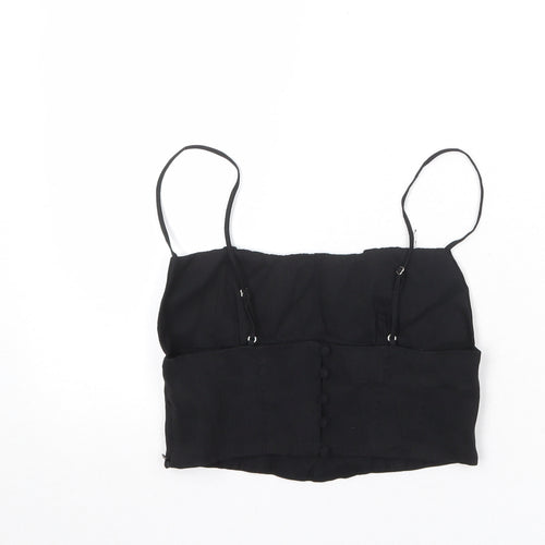 Zara Womens Black Viscose Cropped Tank Size S Square Neck