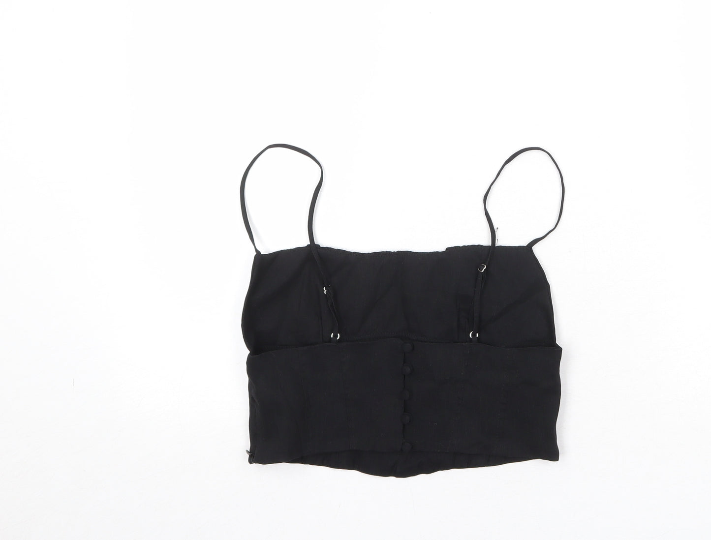 Zara Womens Black Viscose Cropped Tank Size S Square Neck
