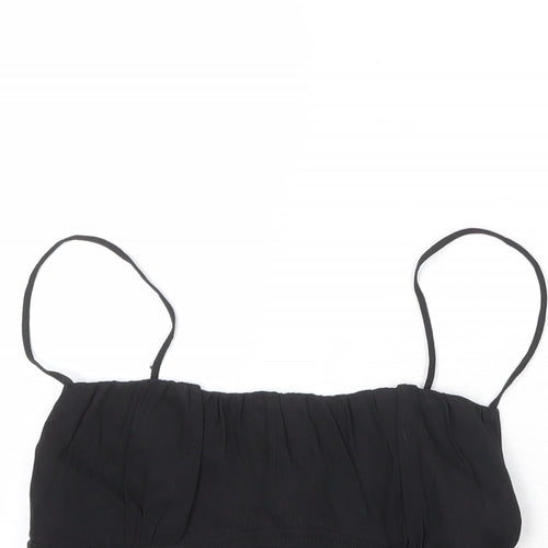 Zara Womens Black Viscose Cropped Tank Size S Square Neck