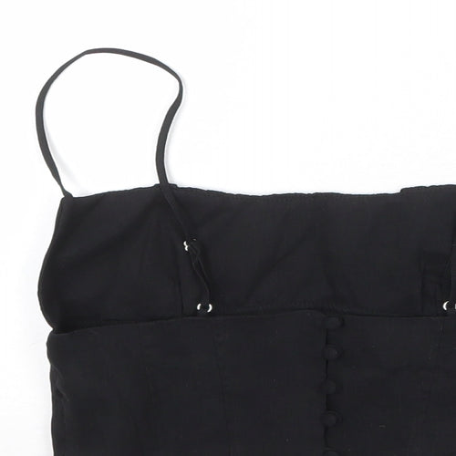 Zara Womens Black Viscose Cropped Tank Size S Square Neck