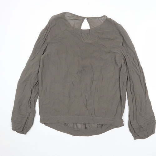 NEXT Womens Grey Viscose Basic Blouse Size 12 Boat Neck - Lace Detail