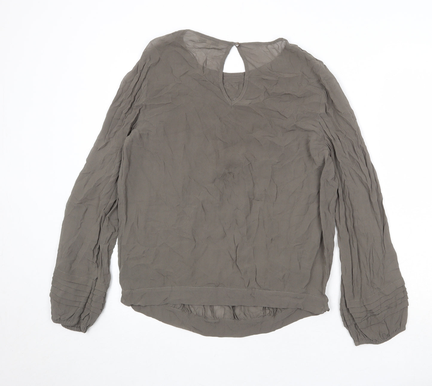 NEXT Womens Grey Viscose Basic Blouse Size 12 Boat Neck - Lace Detail