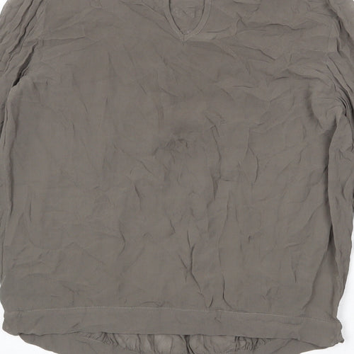 NEXT Womens Grey Viscose Basic Blouse Size 12 Boat Neck - Lace Detail
