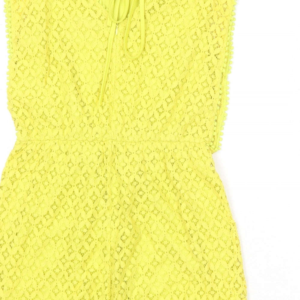 Cameo Rose Womens Yellow Cotton Playsuit One-Piece Size 12 Zip