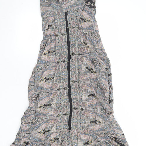 Warehouse Womens Multicoloured Paisley Viscose Slip Dress Size 12 V-Neck Pullover - Plunge Front