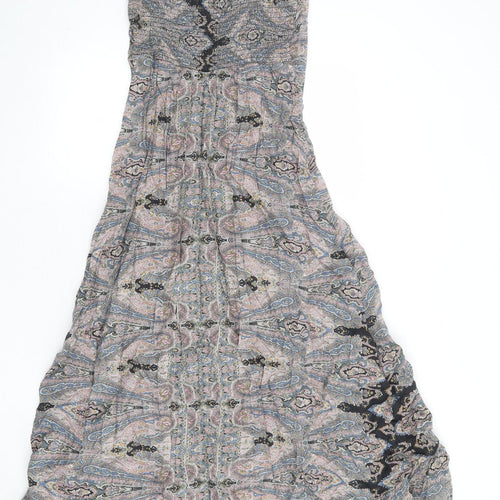 Warehouse Womens Multicoloured Paisley Viscose Slip Dress Size 12 V-Neck Pullover - Plunge Front