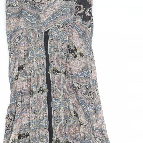 Warehouse Womens Multicoloured Paisley Viscose Slip Dress Size 12 V-Neck Pullover - Plunge Front