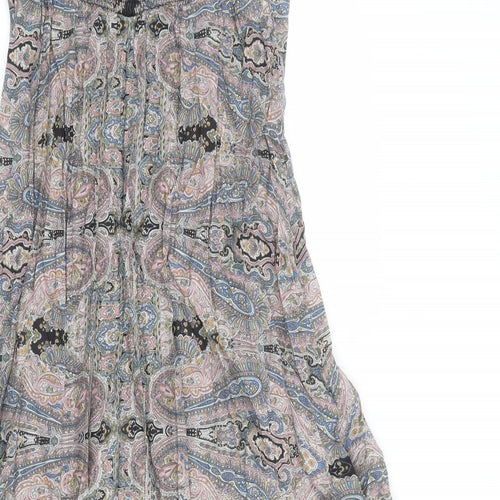 Warehouse Womens Multicoloured Paisley Viscose Slip Dress Size 12 V-Neck Pullover - Plunge Front