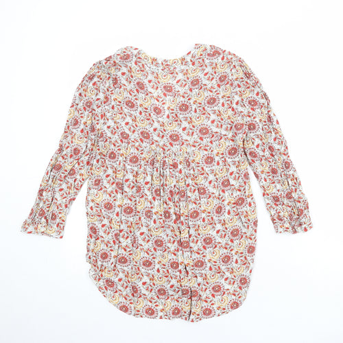 Zara Womens Multicoloured Floral Viscose Basic Blouse Size S V-Neck