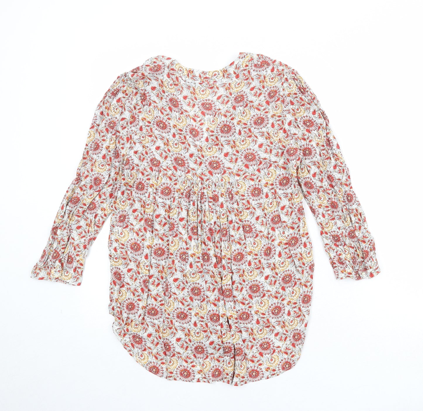 Zara Womens Multicoloured Floral Viscose Basic Blouse Size S V-Neck