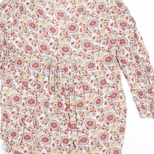 Zara Womens Multicoloured Floral Viscose Basic Blouse Size S V-Neck