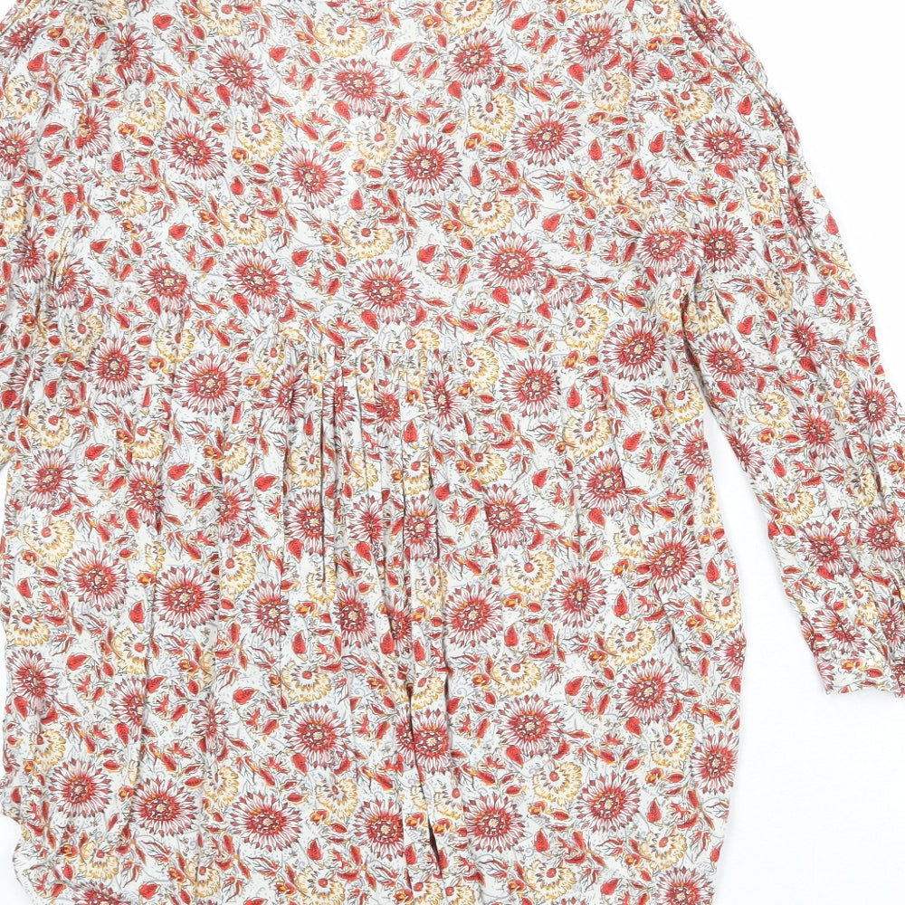 Zara Womens Multicoloured Floral Viscose Basic Blouse Size S V-Neck