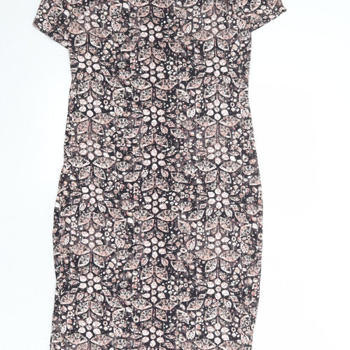 Principles Womens Multicoloured Geometric Viscose T-Shirt Dress Size 10 Boat Neck Pullover