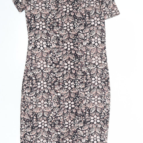 Principles Womens Multicoloured Geometric Viscose T-Shirt Dress Size 10 Boat Neck Pullover
