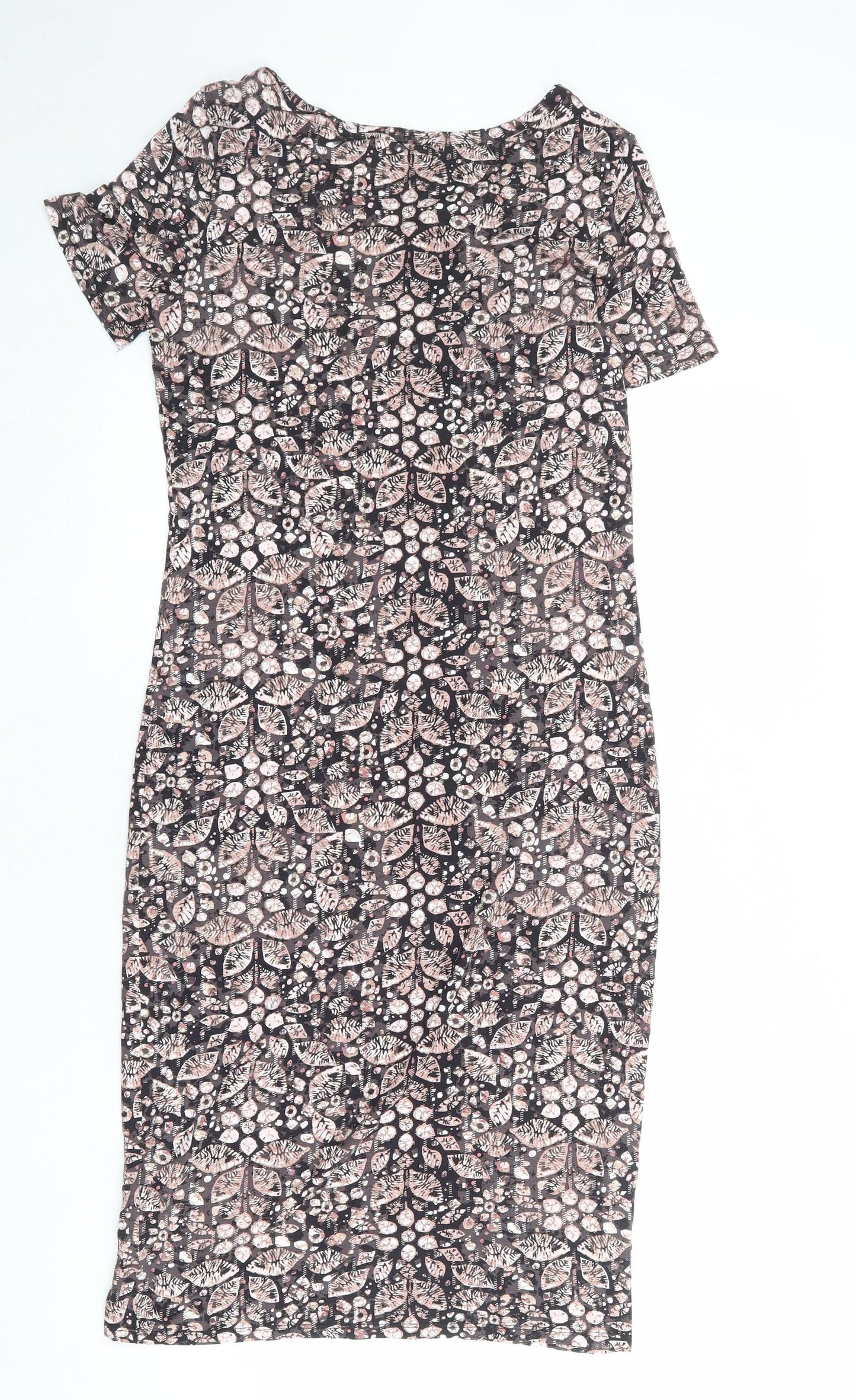Principles Womens Multicoloured Geometric Viscose T-Shirt Dress Size 10 Boat Neck Pullover