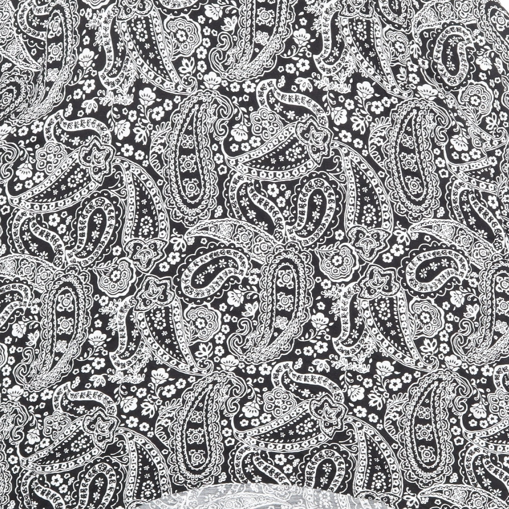 Evans Womens Black Paisley Viscose Basic Blouse Size 26 V-Neck - Asymmetric