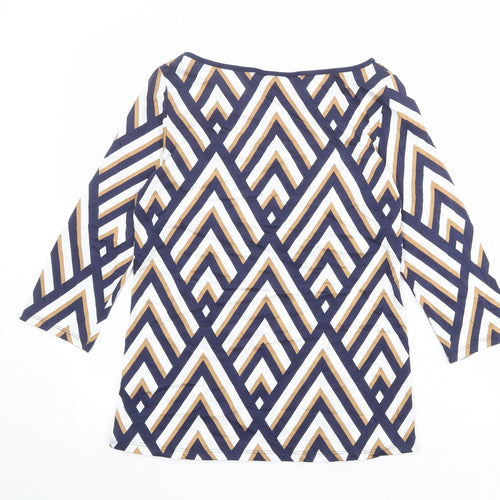 Dorothy Perkins Womens Multicoloured Geometric 100% Cotton Basic Blouse Size 12 Boat Neck
