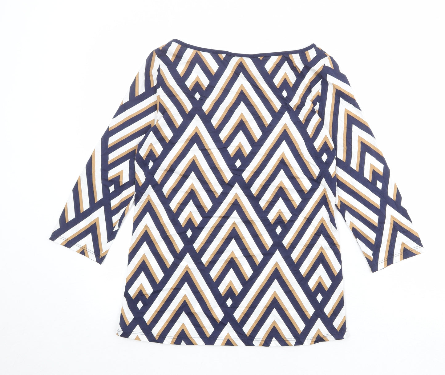 Dorothy Perkins Womens Multicoloured Geometric 100% Cotton Basic Blouse Size 12 Boat Neck