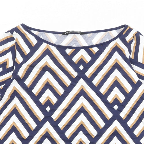 Dorothy Perkins Womens Multicoloured Geometric 100% Cotton Basic Blouse Size 12 Boat Neck