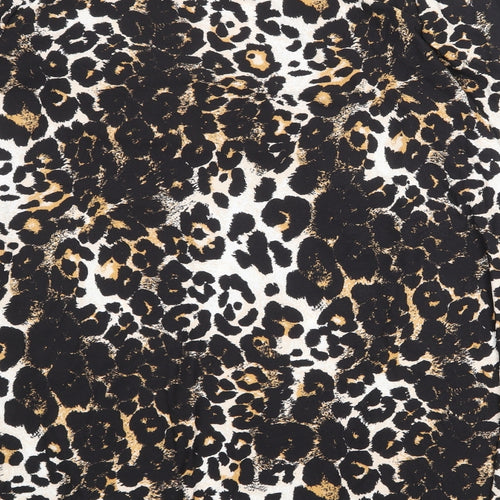 Wednesday's Girl Womens Black Animal Print Polyester Trapeze & Swing Size 22 Boat Neck Pullover - Leopard Print