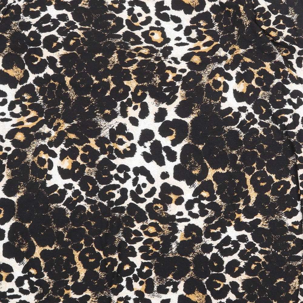 Wednesday's Girl Womens Black Animal Print Polyester Trapeze & Swing Size 22 Boat Neck Pullover - Leopard Print