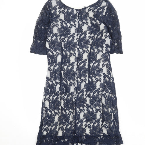 Affair Womens Blue Polyamide A-Line Size 12 Boat Neck Zip