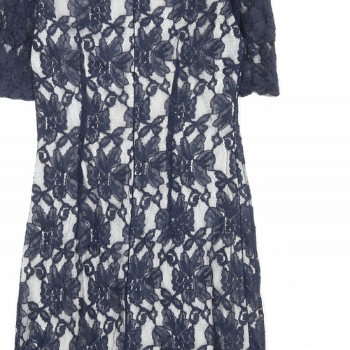 Affair Womens Blue Polyamide A-Line Size 12 Boat Neck Zip