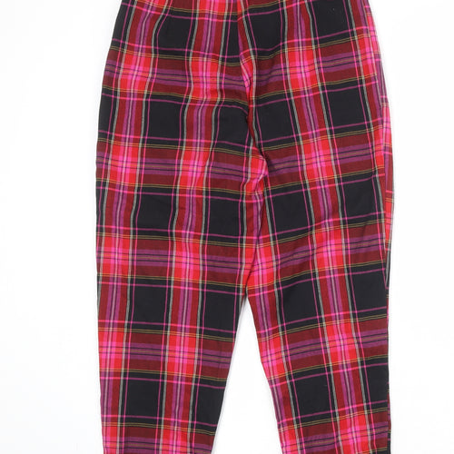 Topshop Womens Multicoloured Plaid Polyester Trousers Size 8 Regular Zip