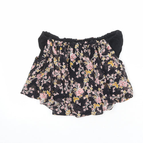 Topshop Womens Multicoloured Floral Polyester Cropped Blouse Size 10 Off the Shoulder