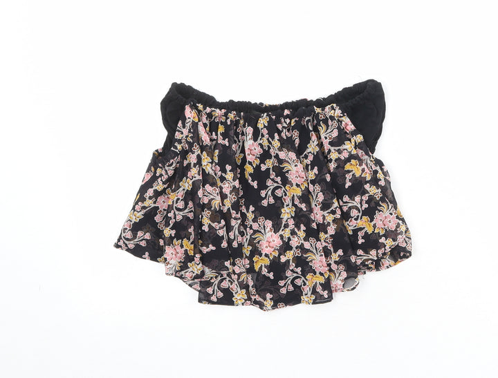 Topshop Womens Multicoloured Floral Polyester Cropped Blouse Size 10 Off the Shoulder