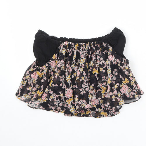 Topshop Womens Multicoloured Floral Polyester Cropped Blouse Size 10 Off the Shoulder