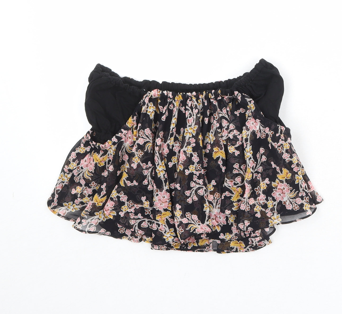 Topshop Womens Multicoloured Floral Polyester Cropped Blouse Size 10 Off the Shoulder