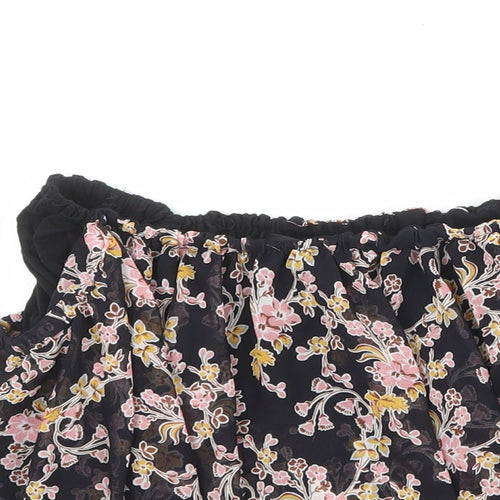 Topshop Womens Multicoloured Floral Polyester Cropped Blouse Size 10 Off the Shoulder