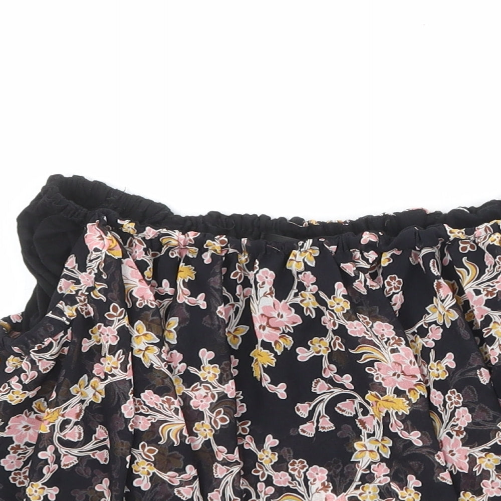 Topshop Womens Multicoloured Floral Polyester Cropped Blouse Size 10 Off the Shoulder