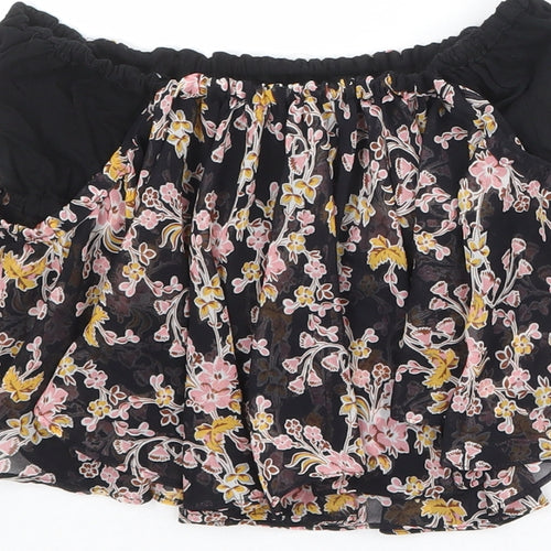 Topshop Womens Multicoloured Floral Polyester Cropped Blouse Size 10 Off the Shoulder