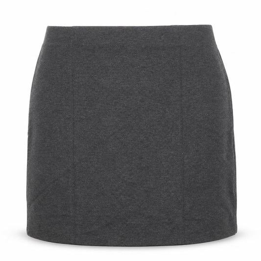 Front view of Marks & Spencer women’s grey polyester a-line skirt, size UK 32, in