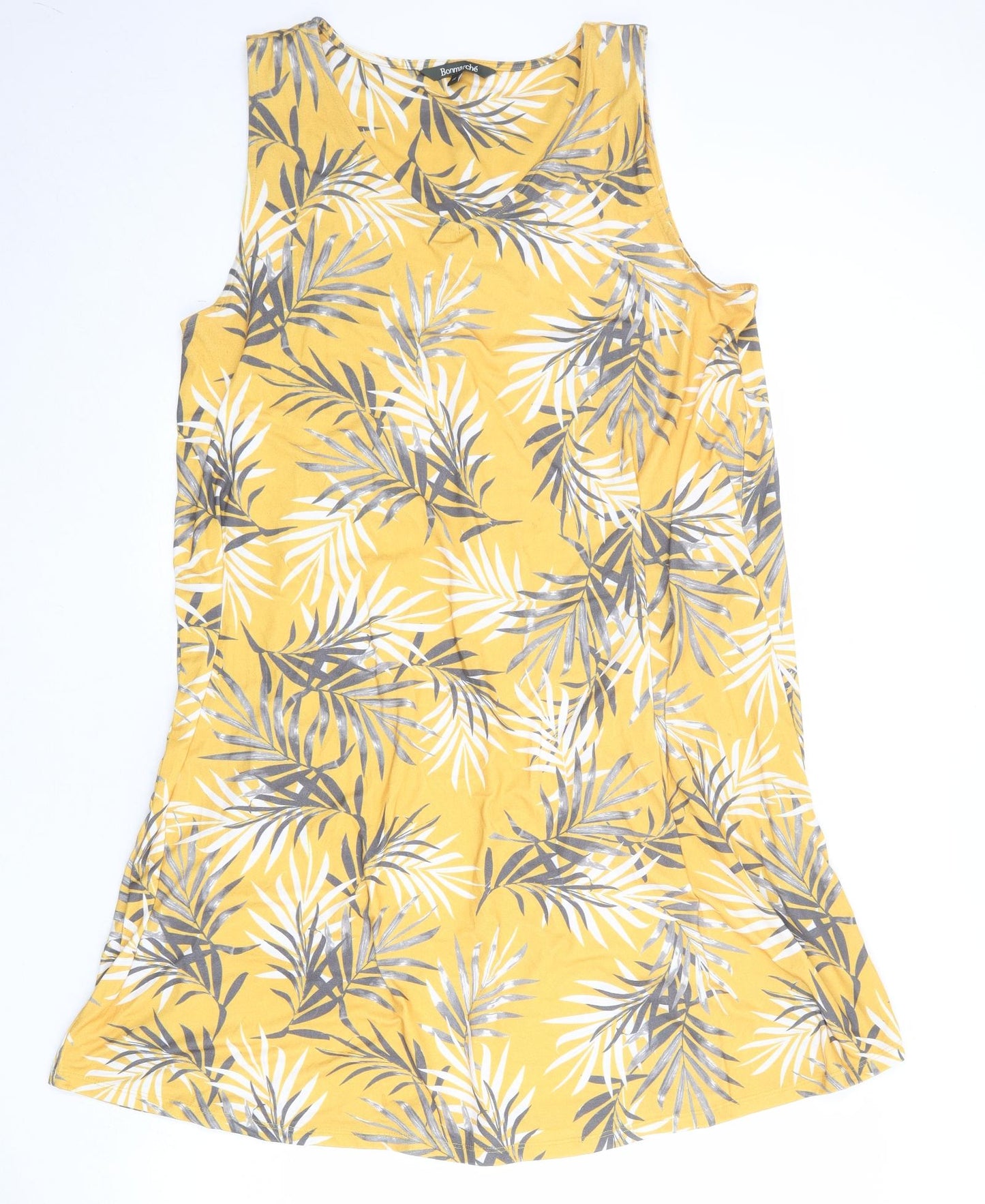 Bonmarché Womens Yellow Geometric Polyester A-Line Size 22 Round Neck Pullover