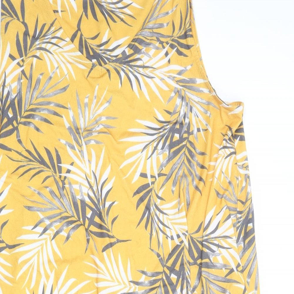 Bonmarché Womens Yellow Geometric Polyester A-Line Size 22 Round Neck Pullover