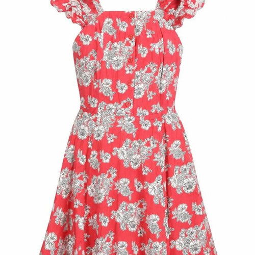 ASOS Womens Pink Floral 100% Cotton A-Line Size 6 Round Neck Button
