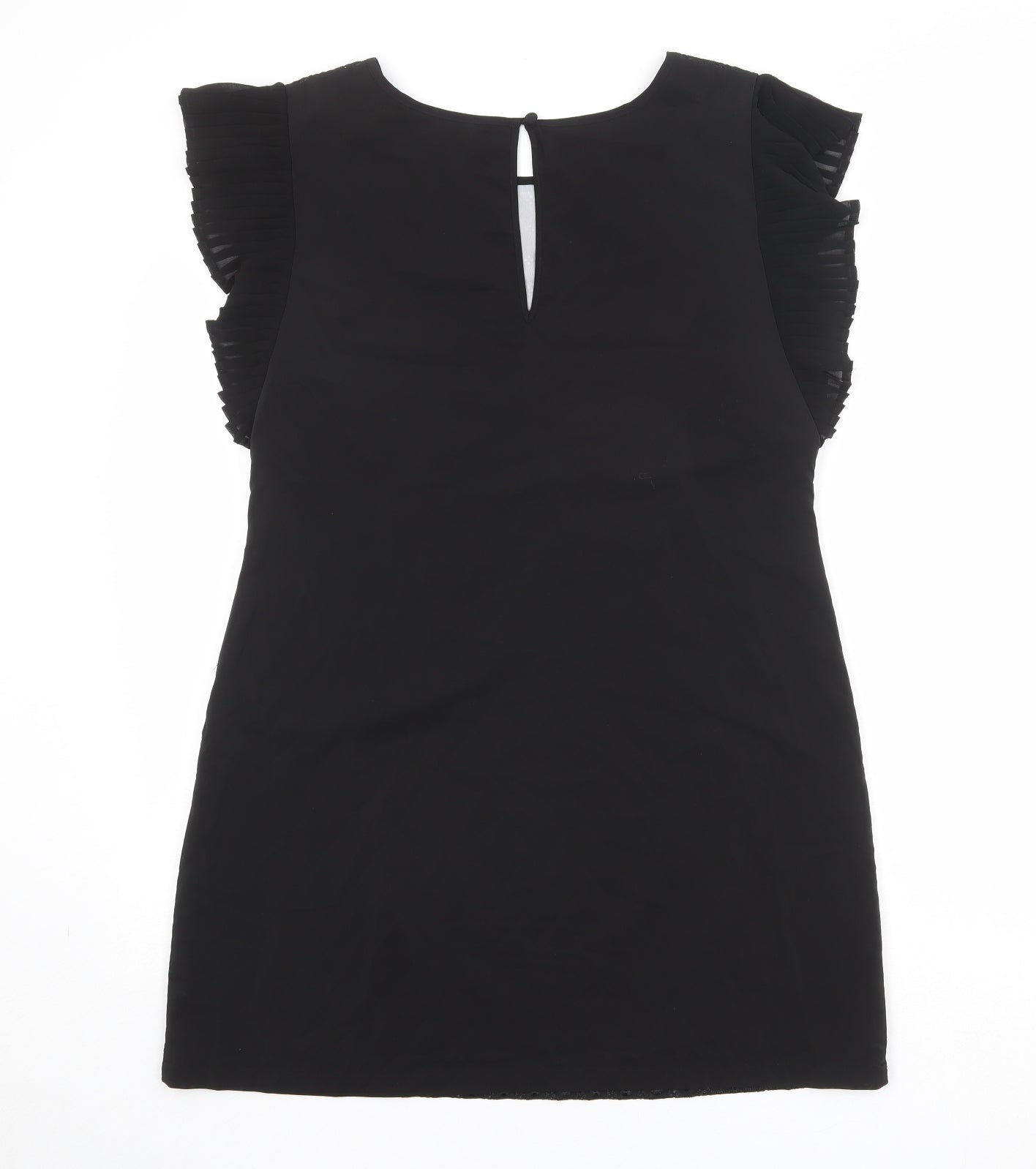 Miss Selfridge Womens Black Geometric Polyester Mini Size 16 Round Neck Button