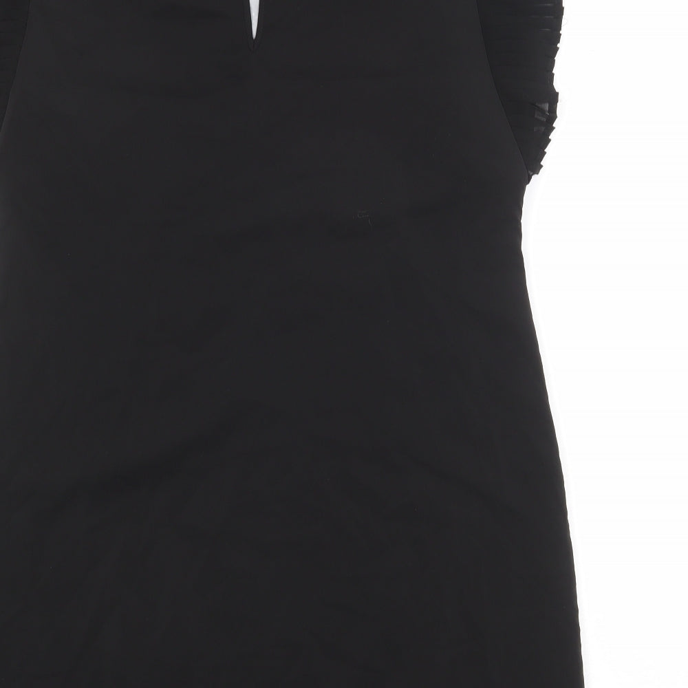 Miss Selfridge Womens Black Geometric Polyester Mini Size 16 Round Neck Button
