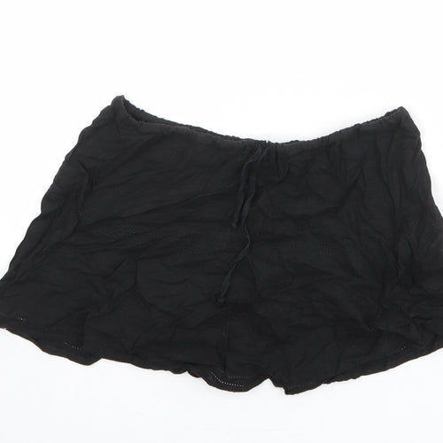 NEXT Womens Black Viscose Mini Skirt Size 10 Drawstring