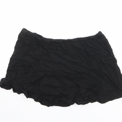 NEXT Womens Black Viscose Mini Skirt Size 10 Drawstring