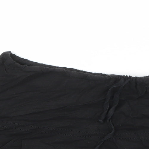 NEXT Womens Black Viscose Mini Skirt Size 10 Drawstring