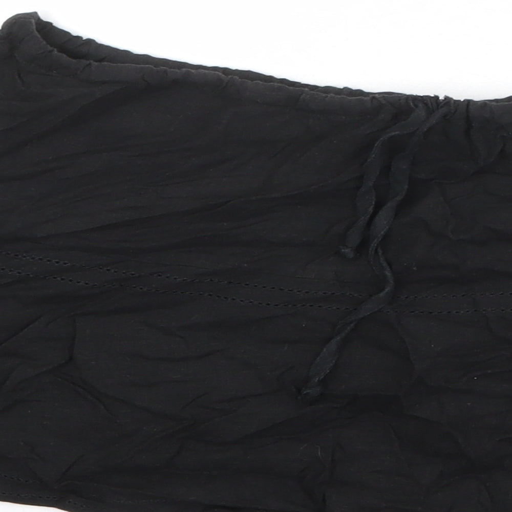 NEXT Womens Black Viscose Mini Skirt Size 10 Drawstring