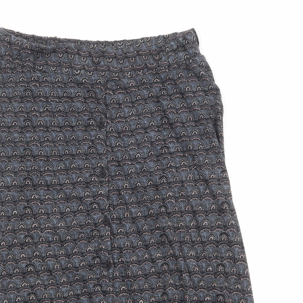 Fat Face Womens Multicoloured Geometric Cotton A-Line Skirt Size 8 Button