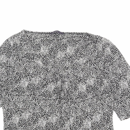 Marks and Spencer Womens Black Geometric Viscose Basic Blouse Size 8 Scoop Neck
