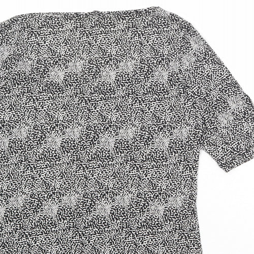 Marks and Spencer Womens Black Geometric Viscose Basic Blouse Size 8 Scoop Neck